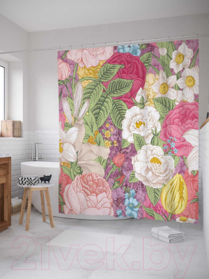 Шторка-занавеска для ванны JoyArty Цветочная картина / sc_2862
