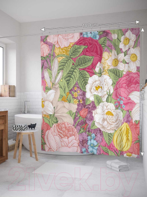 Шторка-занавеска для ванны JoyArty Цветочная картина / sc_2862