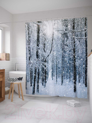 Шторка-занавеска для ванны JoyArty Лесные снега / sc_5751