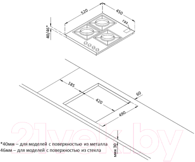 Газовая варочная панель Korting HGG 4825 CTN