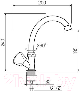 Кран на одну воду РМС SL119-270F
