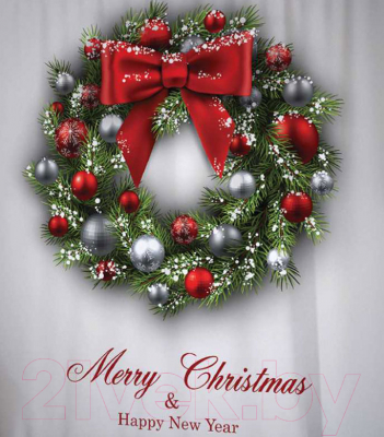 Шторка-занавеска для ванны JoyArty Новогодний венок / sc_47821599 - фото