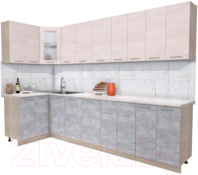 Готовая кухня Интерлиния Мила 12x30 - фото