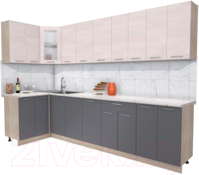 Готовая кухня Интерлиния Мила 12x30 - фото