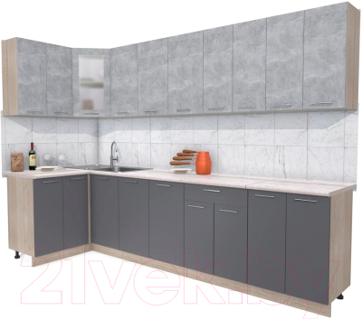 Готовая кухня Интерлиния Мила 12x30 - фото
