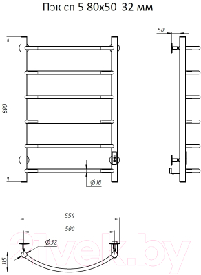 Полотенцесушитель электрический Тругор Пэк СП 5 80x50 32мм / 267343