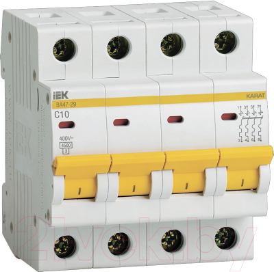 Выключатель автоматический IEK ВА 47-29 10А 4P 4.5кА С / MVA20-4-010-C - фото