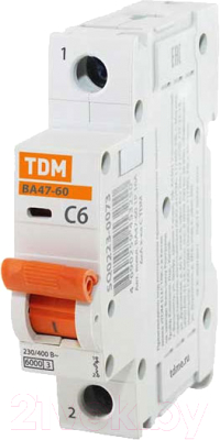 Выключатель автоматический TDM ВА 47-60 1P 6А (С) 6кА / SQ0223-0073 - фото