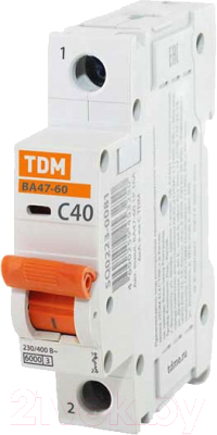 Выключатель автоматический TDM ВА 47-60 1P 40А (С) 6кА / SQ0223-0081 - фото