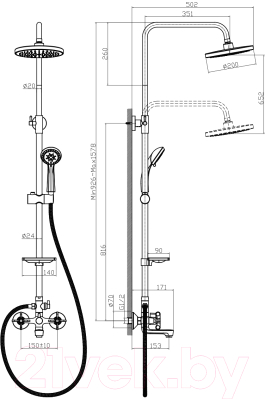 Душевая система со смесителем Rossinka Silvermix RS42-46