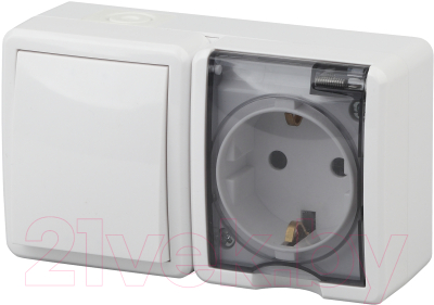 Блок выключатель+розетка ЭРА Эксперт 11-7401-01 / Б0020733 - фото