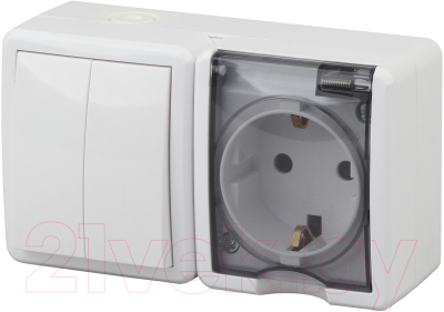 Блок выключатель+розетка ЭРА Эксперт 11-7402-01 / Б0020735 - фото