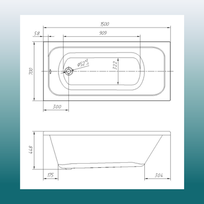Ванна акриловая Ventospa Mitra 150x70 (с ножками)