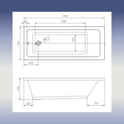 Ванна акриловая Ventospa Novaro 170x70 (с ножками)