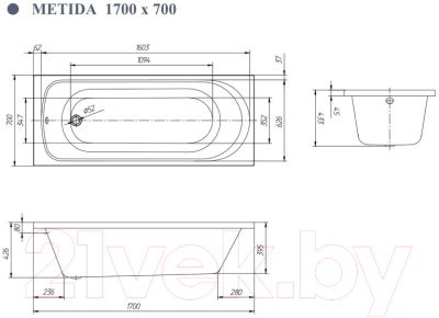 Ванна акриловая Ventospa Metida 170х70