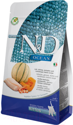 Сухой корм для кошек Farmina N&D Kitten Ocean Pumpkin, Codfish, Shrimp, Canta - фото