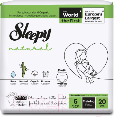 Подгузники-трусики детские Sleepy Natural Jumbo Pack Extra Large - фото