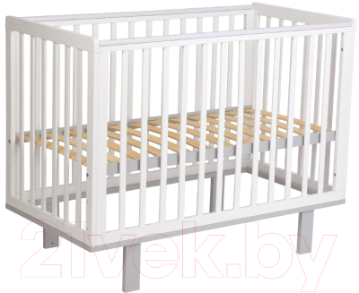 Детская кроватка Polini Kids Simple 340 / 0003107-16 (белый/серый) - фото