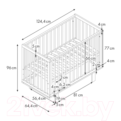 Детская кроватка Polini Kids Simple 340 / 0003107-16 (белый/серый)