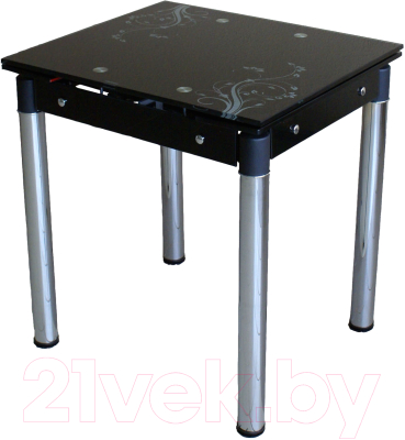 Обеденный стол Баобаб В08-76 (черный с цветами)