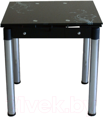 Обеденный стол Баобаб В08-77 (черный с цветами)