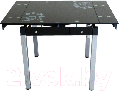 Обеденный стол Баобаб В08-758 (черный с цветами)