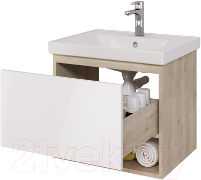 Тумба под умывальник Dreja Perfecto 60 / 99.0811 (дуб эврика/белый глянец)