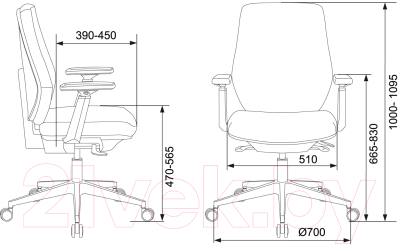 Кресло офисное Бюрократ CH-545/LUX (черный 38-418 крестовина алюминий)