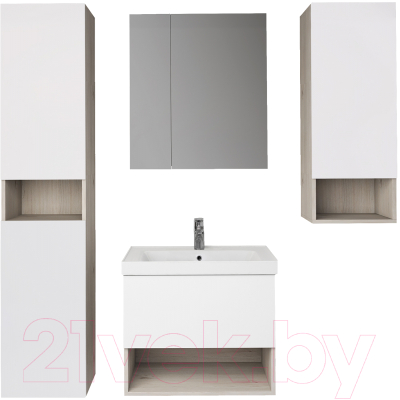 Шкаф-пенал для ванной Dreja Perfecto / 99.0814 (дуб эврика/белый глянец)