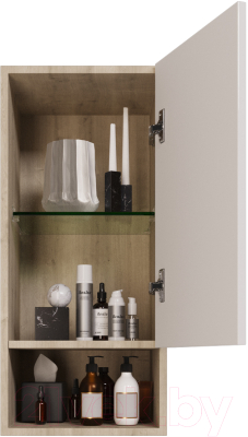 Шкаф-полупенал для ванной Dreja Perfecto / 99.0815 (дуб эврика/белый глянец)