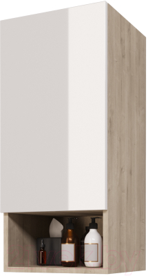 Шкаф-полупенал для ванной Dreja Perfecto / 99.0815 (дуб эврика/белый глянец)