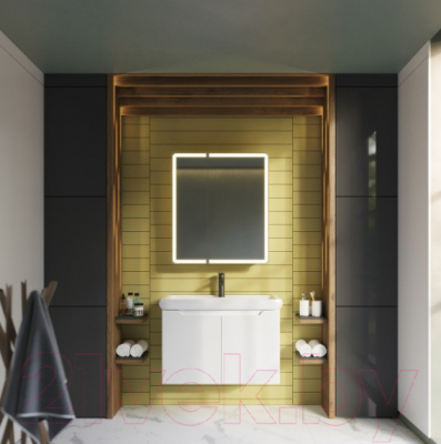 Шкаф с зеркалом для ванной Dreja Point / 99.9033 (белый)