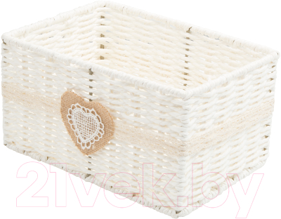 Корзина Natural House Сердечко 250x180x140 / EW-60 S (белый) - фото