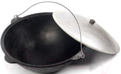 Казан Chugun Invest Узбекский с алюминиевой крышкой и подвесной ручкой