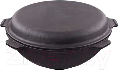 Казан Chugun Invest Узбекский с крышкой-сковородкой (6л, круглое дно) - фото