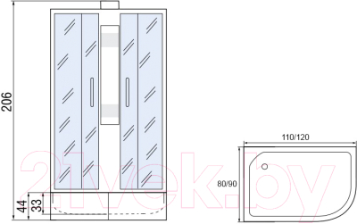Душевая кабина RIVER Мономах 110/80/44 МЗ R Б/К