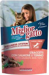 Влажный корм для кошек Miglior Gatto Strips Salmon and Tuna - фото