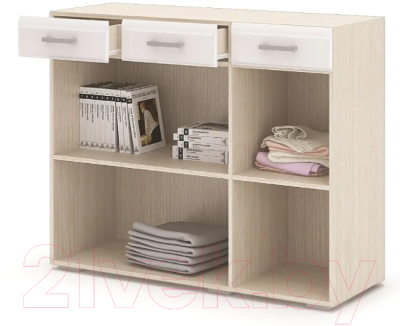 Тумба Стендмебель Симба 3 ящика (белый глянец/дуб белфорт)