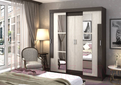 Шкаф-купе Стендмебель Фея (дуб белфорт/венге)