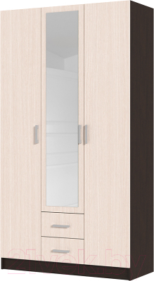 Шкаф Стендмебель Трио трехстворчатый (дуб белфорт/венге) - фото
