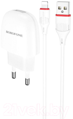 Зарядное устройство сетевое Borofone BA49A + кабель AM-8pin Lightning / 6931474728432 - фото