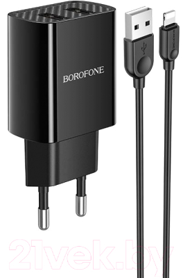 Зарядное устройство сетевое Borofone BA53A + кабель AM-8pin Lightning / 6931474739155 - фото
