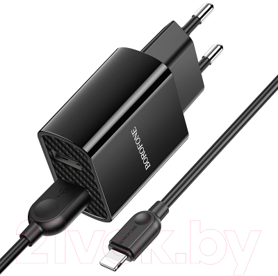 Зарядное устройство сетевое Borofone BA53A + кабель AM-8pin Lightning / 6931474739155