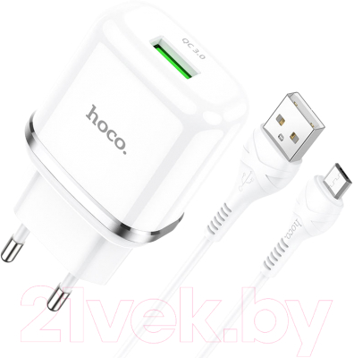 Зарядное устройство сетевое Hoco N3 + кабель AM-microBM / 6931474729378