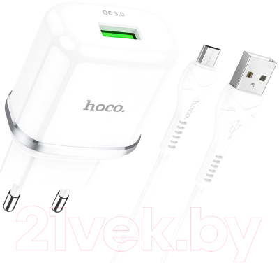 Зарядное устройство сетевое Hoco N3 + кабель AM-microBM / 6931474729378