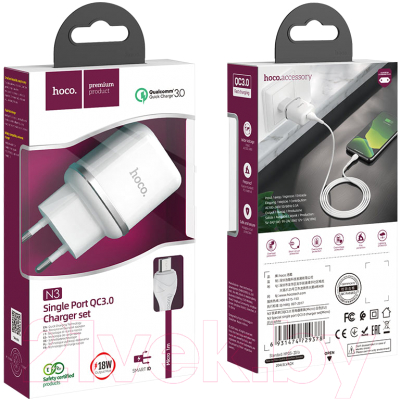 Зарядное устройство сетевое Hoco N3 + кабель AM-microBM / 6931474729378