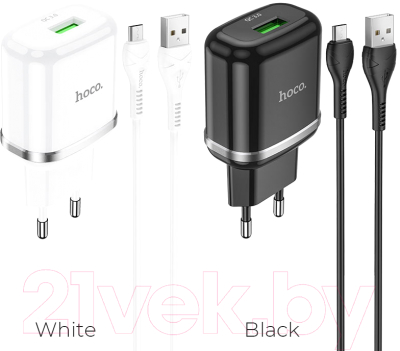 Зарядное устройство сетевое Hoco N3 + кабель AM-microBM / 6931474729361