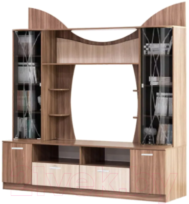 Стенка Стендмебель Ольбия (ясень шимо светлый/ясень шимо темный) - фото