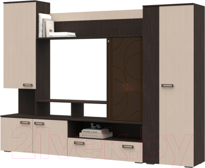 Стенка Стендмебель Сиена (дуб белфорт/венге) - фото