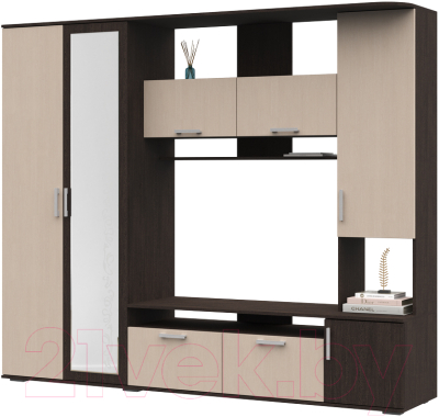 Стенка Стендмебель Софи (дуб белфорт/венге) - фото